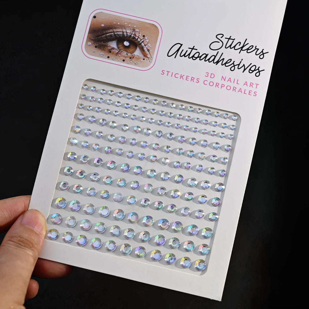 New 3/4/5mm 900pcs Pearl Face Gem Stickers Shining Glittle Self Adhesive Waterproof  Rhinestone Stickers Party Wedding Makeup