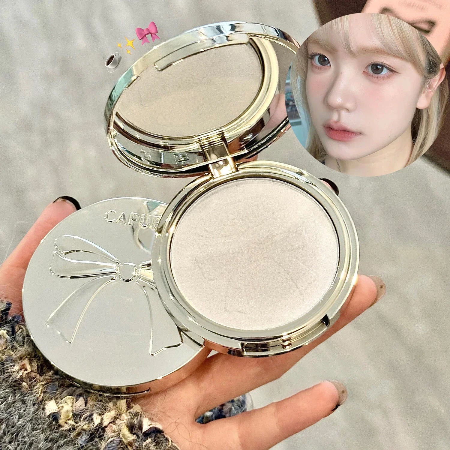 Matte White Face Pressed Powder 24 Hours Oil Control Clear Natural Powder Foundation Full Coverage Waterproof Makeup