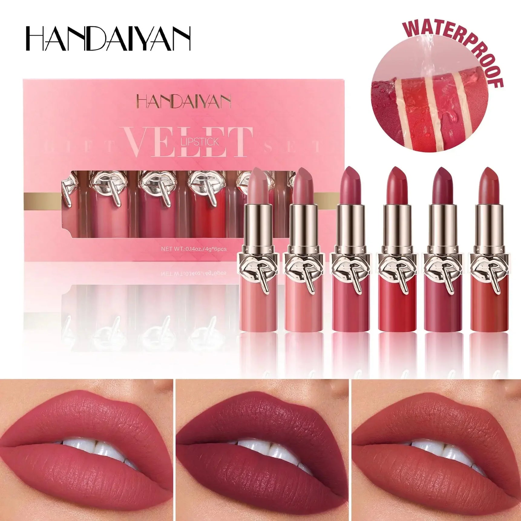 Waterproof Velvet Lipstick Set Matte High Pigment Long Lasting Moisturizing Non Fade Nude Red Lip Gloss Beauty Cosmetic