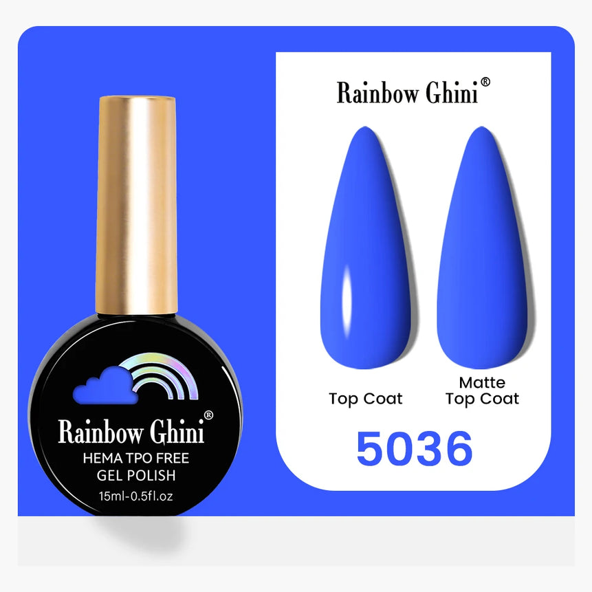 Rainbow Ghini 15ML 146 Colors Long-Lasting Colorful Gel Nail Polish Professional UV/LED Gel Polish Base Coat Matte Top Coat