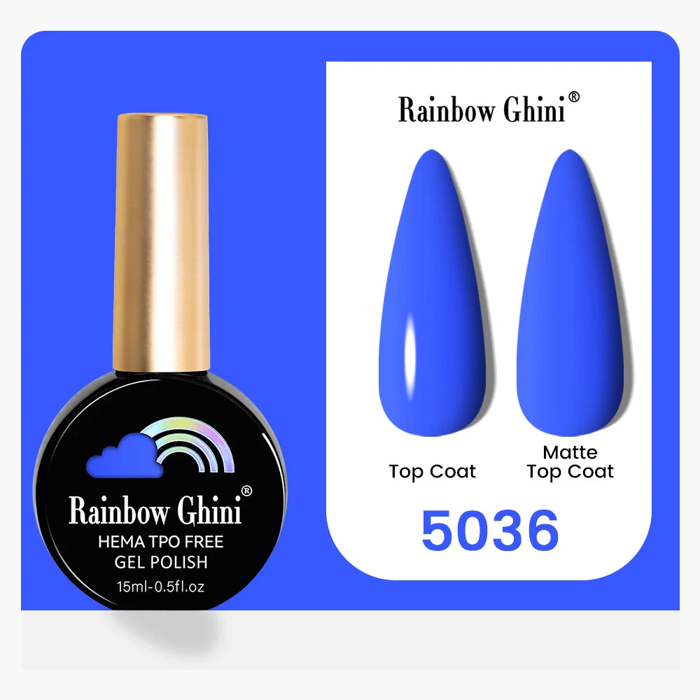 Rainbow Ghini 15ML 146 Colors Long-Lasting Colorful Gel Nail Polish Professional UV/LED Gel Polish Base Coat Matte Top Coat