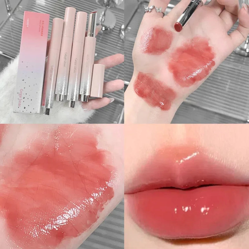Jelly Solid Lip Gloss Cute Hydrating Mirror Red Brown Lipstick Clear Moisturizing Lips Tint Nature Nude Lip Makeup Cosmetics