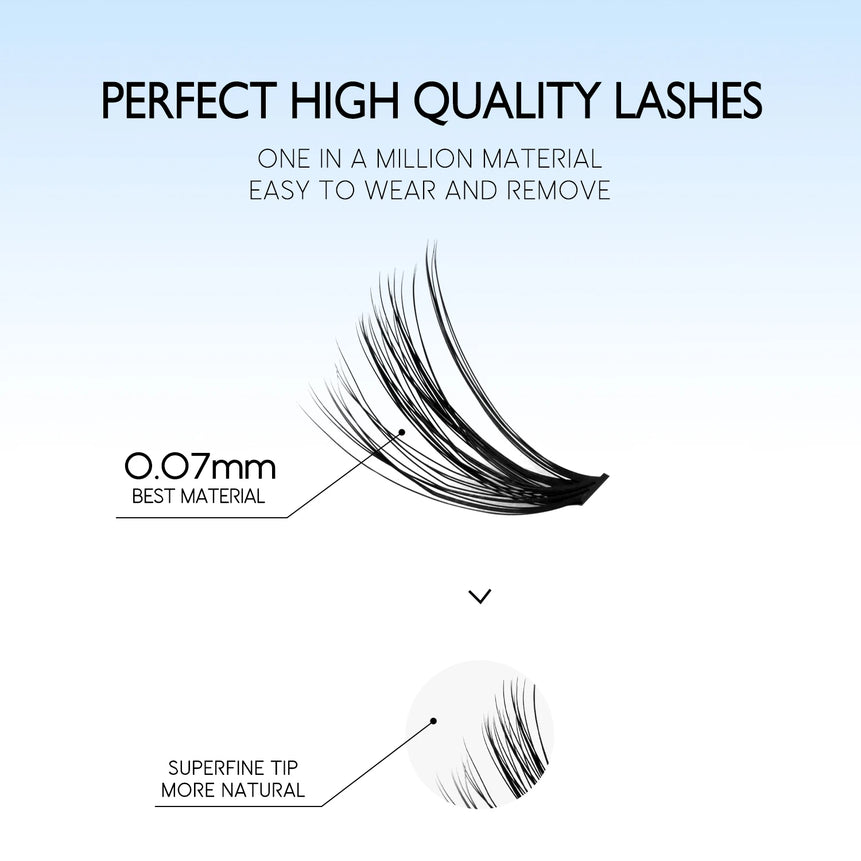 GROINNEYA DIY Lash Extension Kit Individual Lashes Cluster Mix Eyelashes Full Set Lashes Kit with Lash Bond and Seal At Home