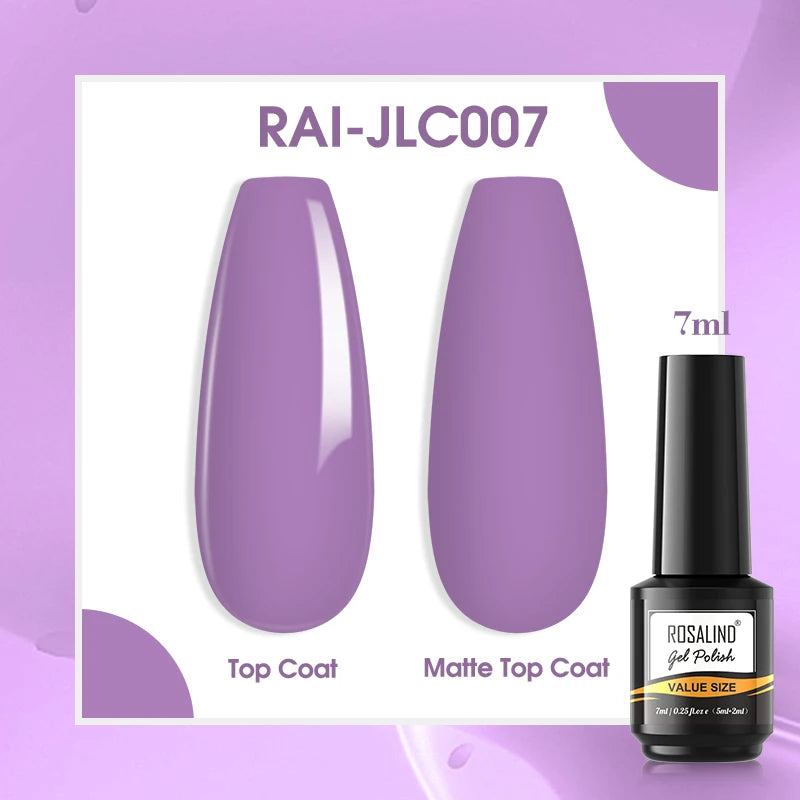 ROSALIND Gel Nail Polish Matte Base Top Coat For Soak Off Gel Polish UV LED Gel Semi Permanent Varnishes Design Nail Art