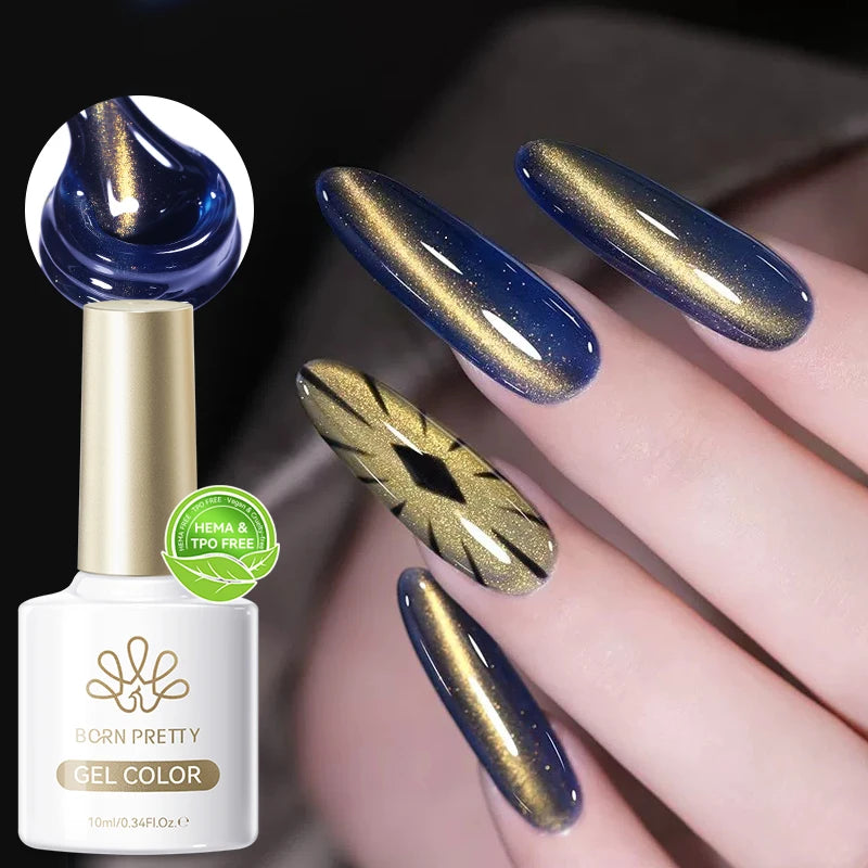 BORN PRETTY 10ml HEMA TPO FREE Christmas Shine Golden Cat Magnetic Gel Sunset Gaze Shining Manicure Soak Off UV Gel Varnish