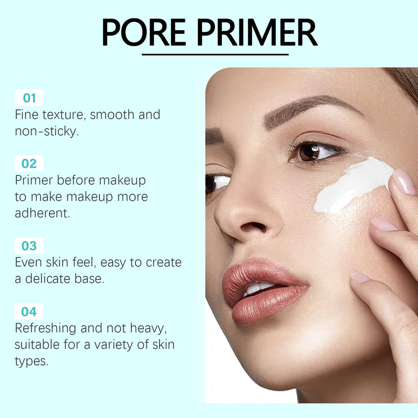 Pre-Makeup Pore Primer Invisible Pores Even Skin Tone Oil Control Smoothing Skin Moisturizing Face Primer for Flawless Makeup