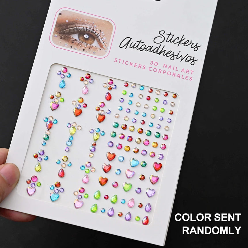 New 3/4/5mm 900pcs Pearl Face Gem Stickers Shining Glittle Self Adhesive Waterproof  Rhinestone Stickers Party Wedding Makeup
