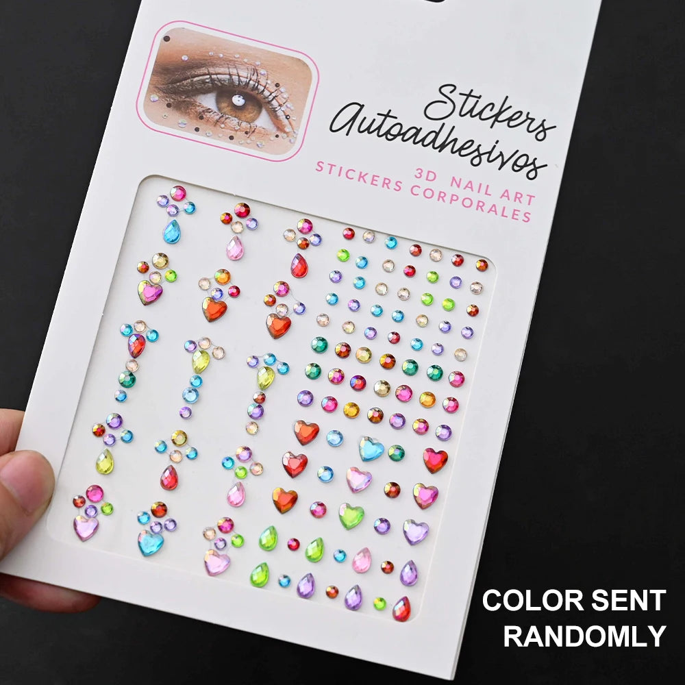 New 3/4/5mm 900pcs Pearl Face Gem Stickers Shining Glittle Self Adhesive Waterproof  Rhinestone Stickers Party Wedding Makeup