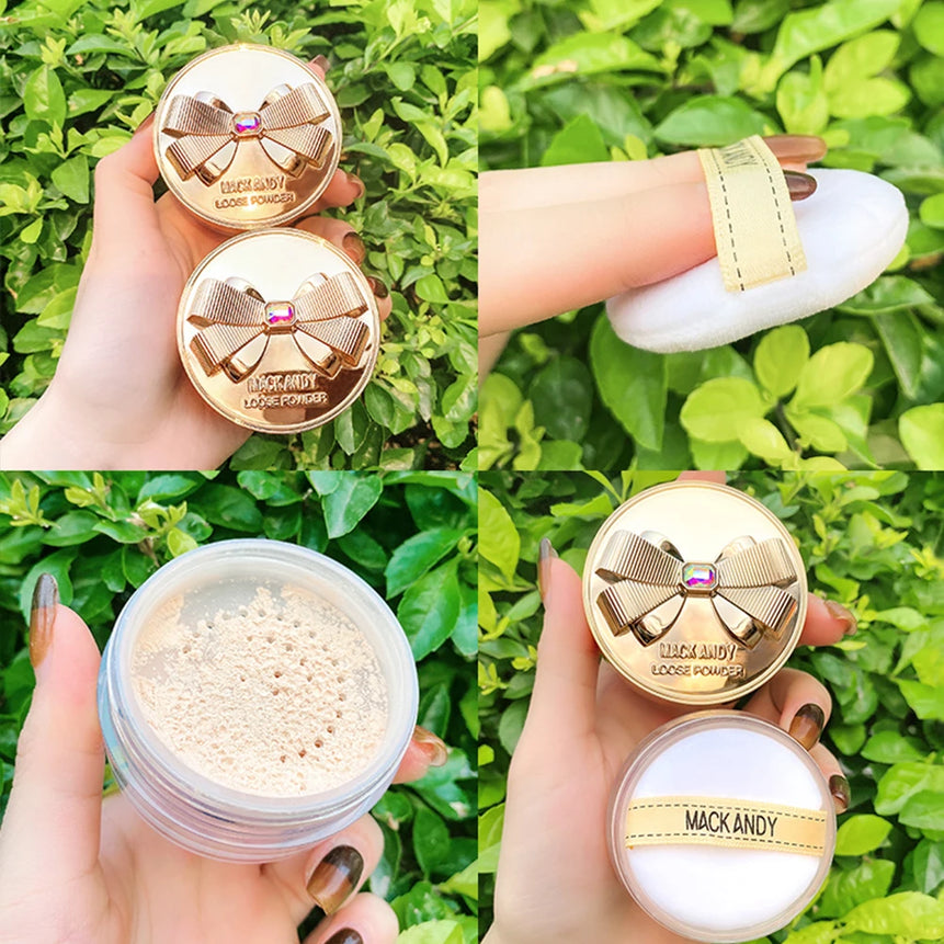 MACKANDY Original Silky Loose Powder Foundation, Lightweight Mineral Loose Powder Makeup Buildable Coverage, Talc Free, Vegan