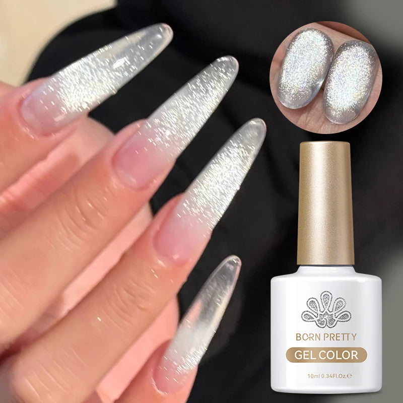 BORN PRETTY 10ml Black Glass Cat Magnetic Gel Nail Polish Silver Gold Glitter Semi Permanent Soak Off UV LED Gel Varnish