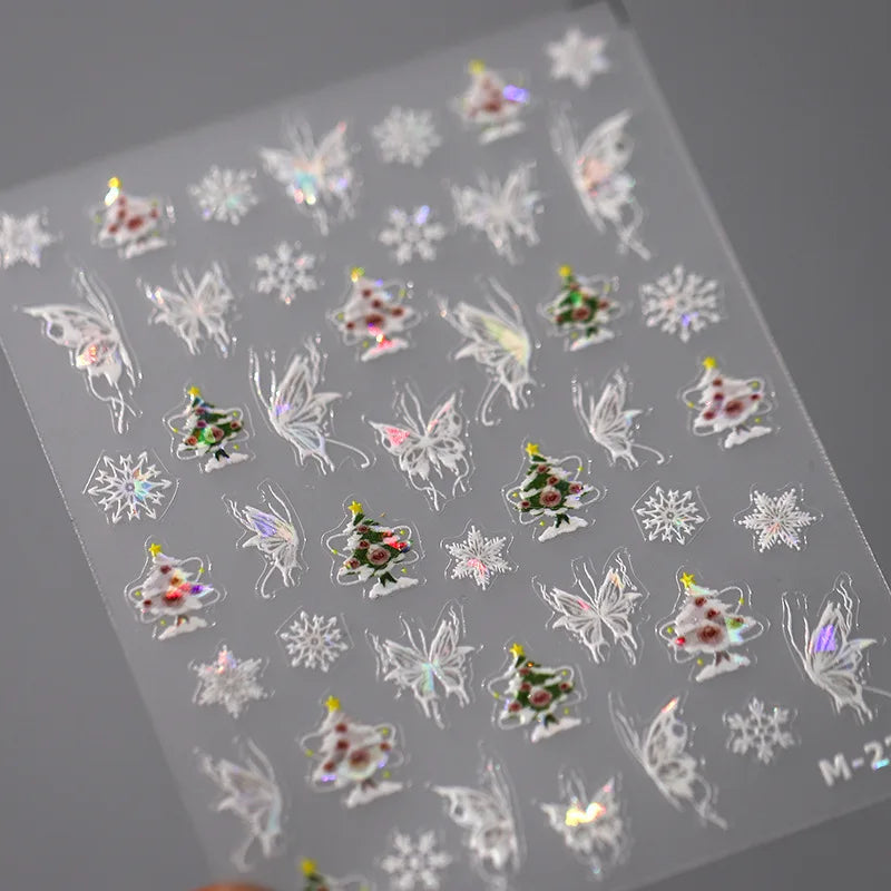1pcs 5D Rhinestones Butterfly Nail Stickers Kawaii AB Shiny Butterfly Adhesive Nail Art Decorations Decal Design Manicure Tools