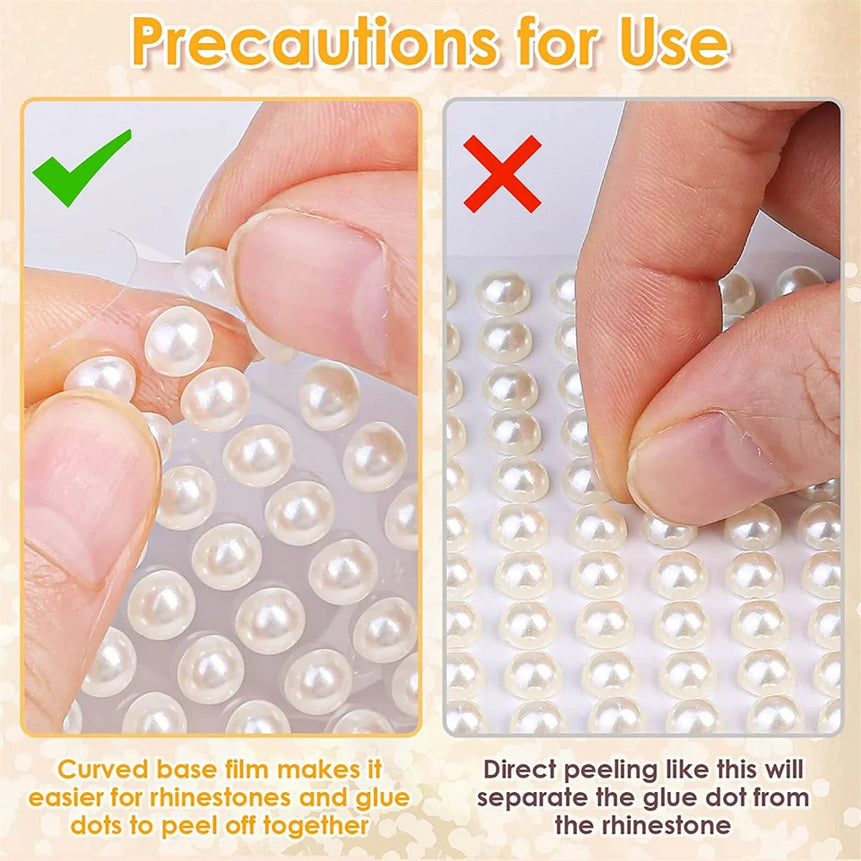 991-1982pcs Self Adhesive Pearls Rhinestones Stickers 6 Sizes Stick on Face Hair Ear 3D Jewels Gems Kids Scrapbooking DIY Toys