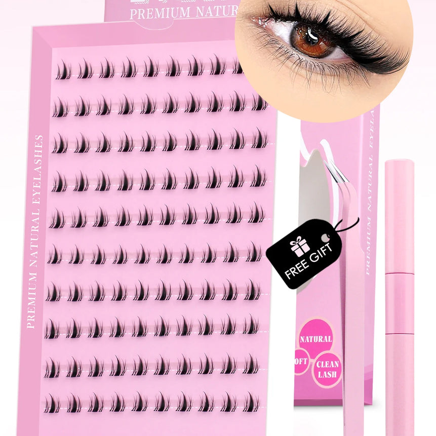 GROINNEYA DIY Lash Kit 10-18mm Manga Lashes Mixed Tray Lash Clusters Individual Eyelashes Kit with Lash Bond DIY Lashes