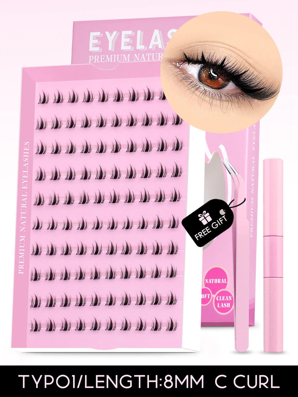 GROINNEYA DIY Lash Kit 10-18mm Manga Lashes Mixed Tray Lash Clusters Individual Eyelashes Kit with Lash Bond DIY Lashes