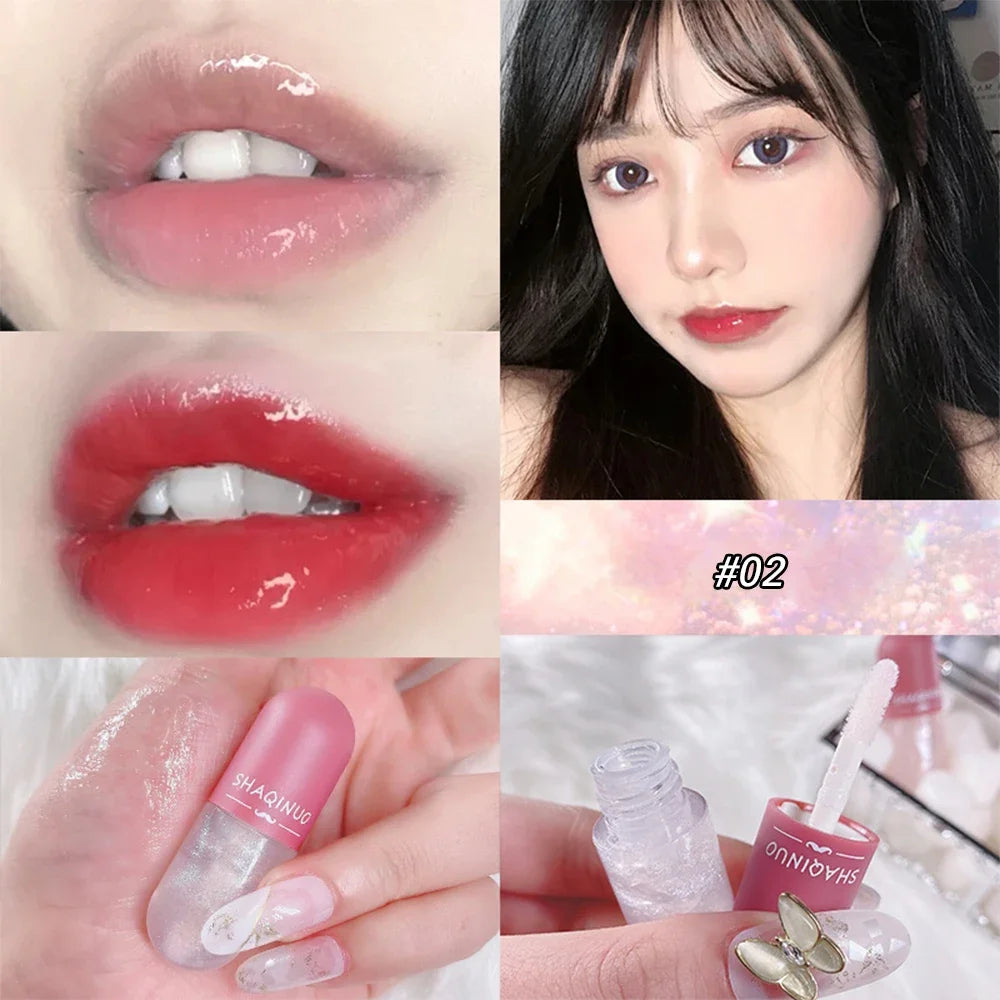 Moisturizing Plumping Lip Oil Color Change Crystal Jelly Lip Glaze Glass Transparent Glitter Lip Gloss Lips Makeup Cosmetics