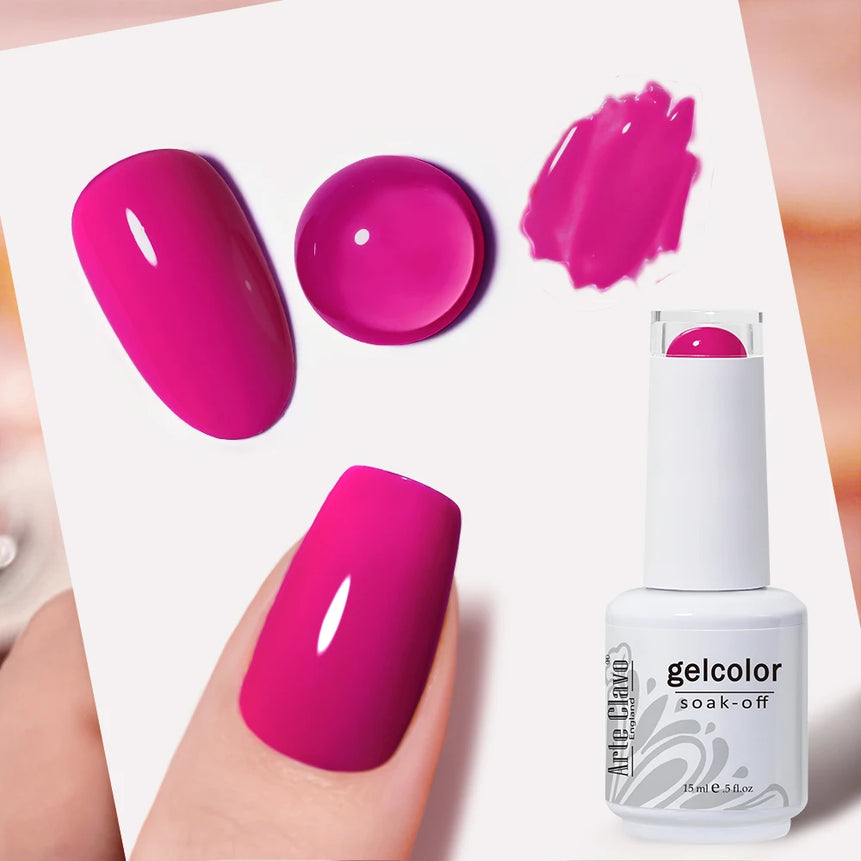 Arte Clavo 15ml Rose Red Pink Color Gel Nail Polish Autumn Winter Hot Sale Long Lasting Soak Off For Manicure Nail Art Gel