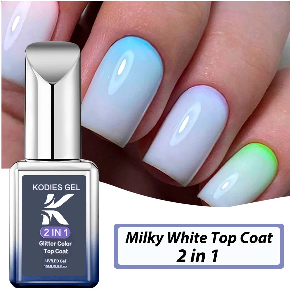 KODIES GEL Diamond Top Coat for Nail Varnish 15ML Super Shine UV Gel Nail Polish Soak Off Semi Permanent Glitter Topcoat No Wipe