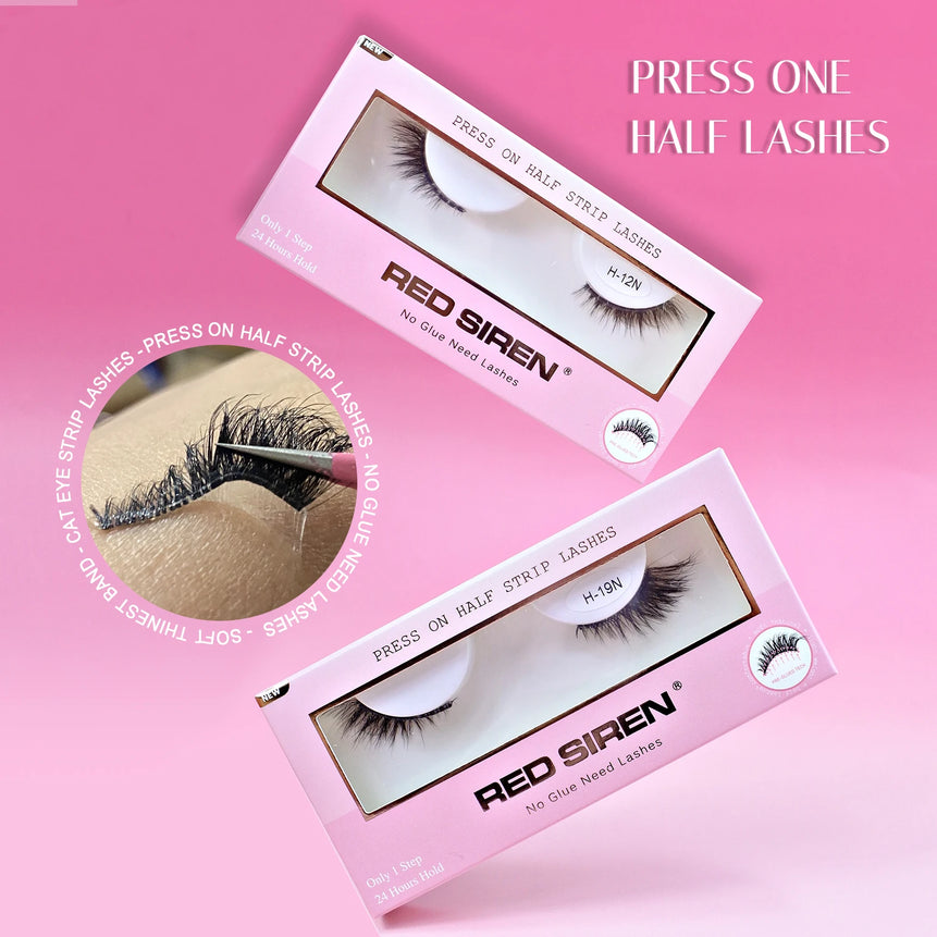 Self Adhesive Eyelashes Wide Glue Strip Press On Half Lashes Soft Clear Band Pre Glued False Eyelashes Reusable Cat Eye Lashes