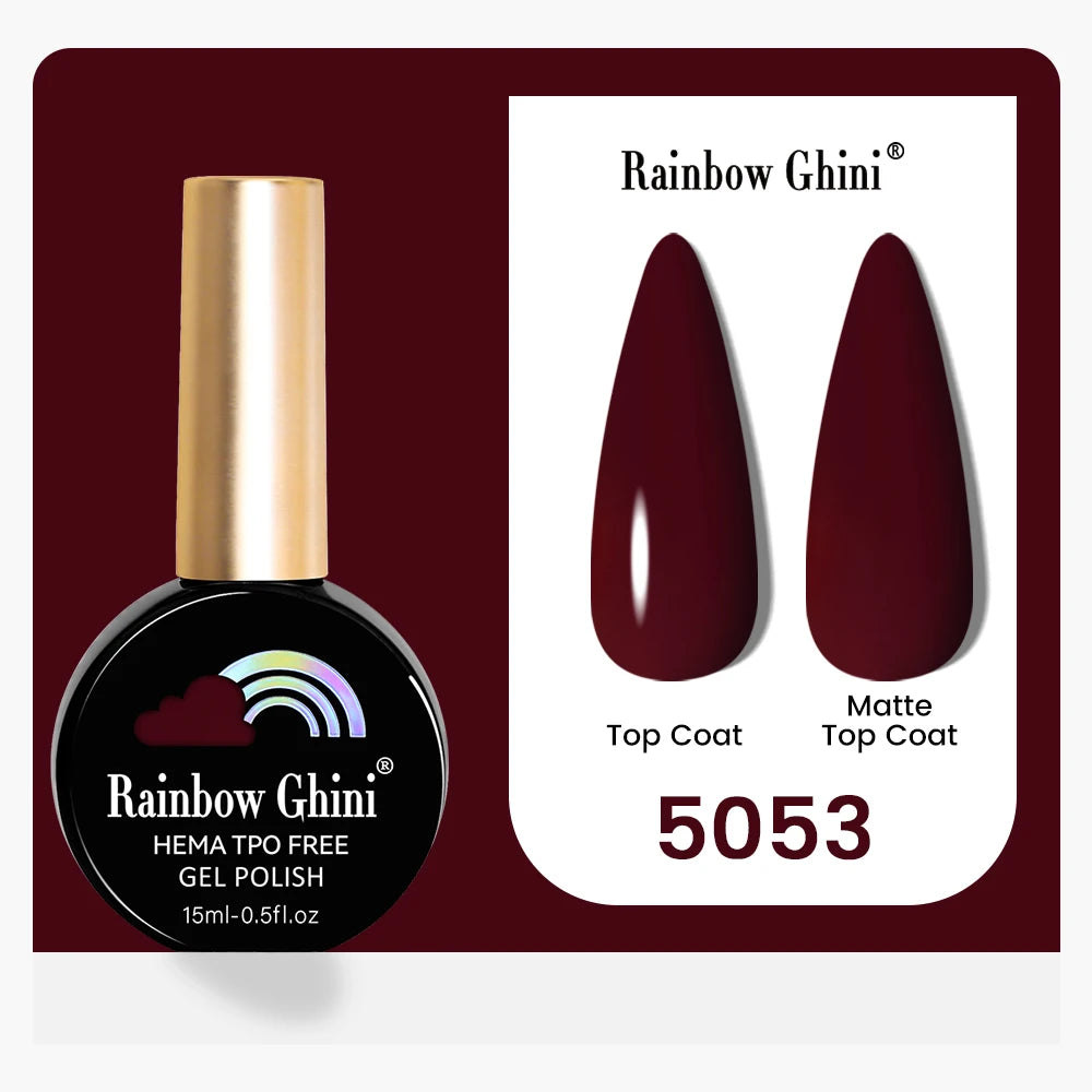 Rainbow Ghini 15ML 146 Colors Long-Lasting Colorful Gel Nail Polish Professional UV/LED Gel Polish Base Coat Matte Top Coat