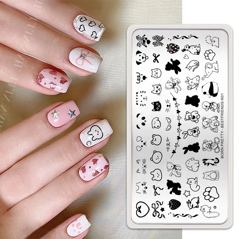 Stamping Plates Butterfly Necklace Floral Line Nail Art Templates Printing Image Manicure Tool