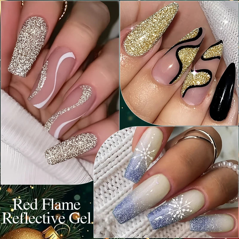 8ML Christmas Sparkling Reflective Diamond Glitter Liner Gel Nail Polish Soak Off UV Semi-Permanent Nail Art Varnish Manicure