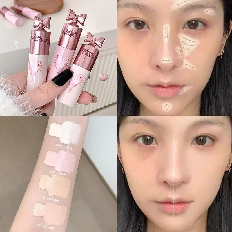 Pink Brightening Concealer Stick Waterproof Highlighting Liquid Moisturizing Concealer Cream Cover Acne Spot Dark Circles Makeup