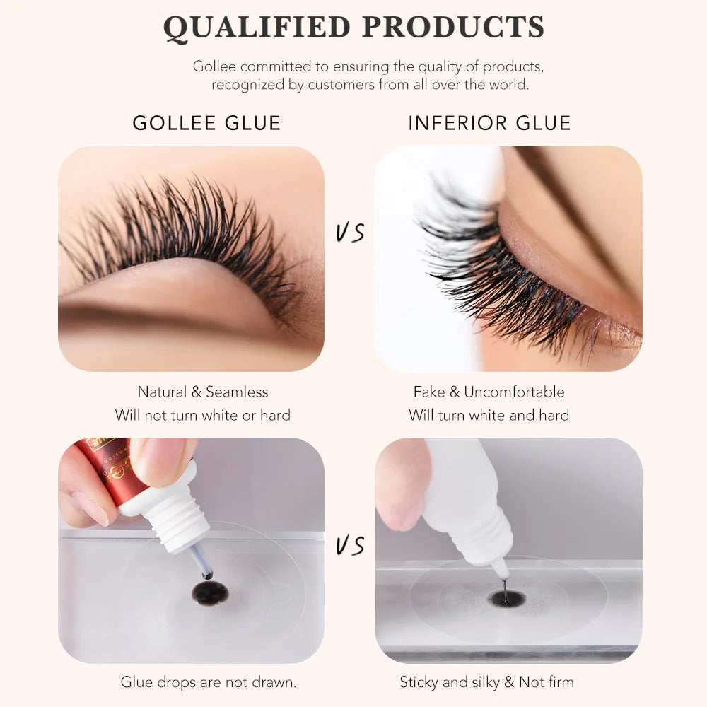 Gollee eyelashes Glue 1s Fast Dry Waterproof Lash Extension Glue Strong 6ml Super Booster Help Adhesive Accelerator tools Makeup