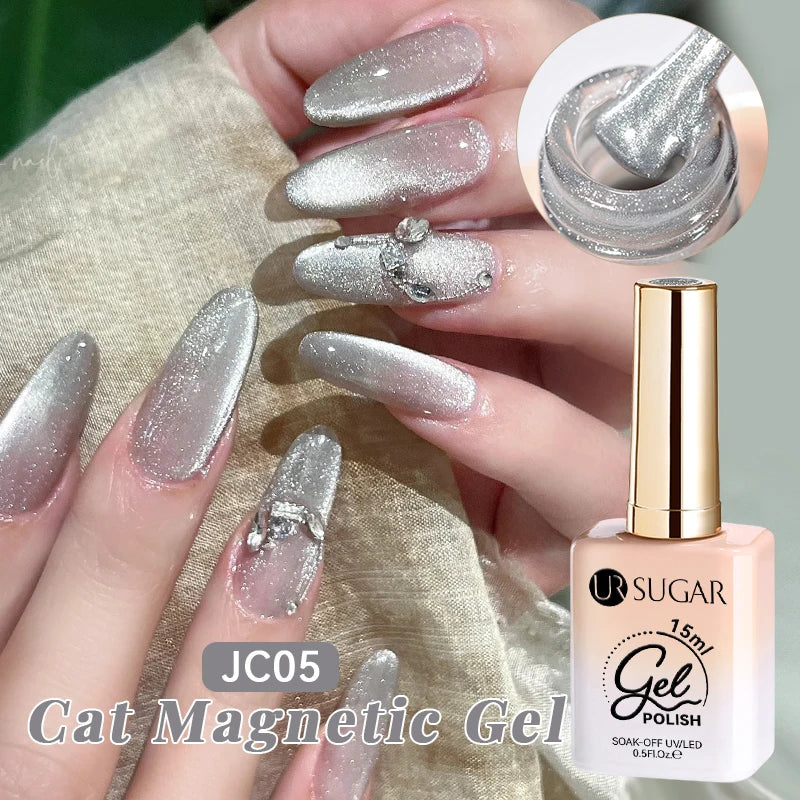 UR SUGAR 15ml Jelly Pink Cat Magnetic Gel Nail Polish Glitter ICE Soak Off Ceramic UV Gel Semi-permanent Nail Supplies Manicure