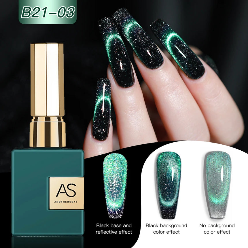 AS 15ml Cat Eye Nail Gel Polish 9D Shiny Magnetic Gel Polish Galaxy Effect Nail Gel Soak Off Manicure Varnish Need Black Gel