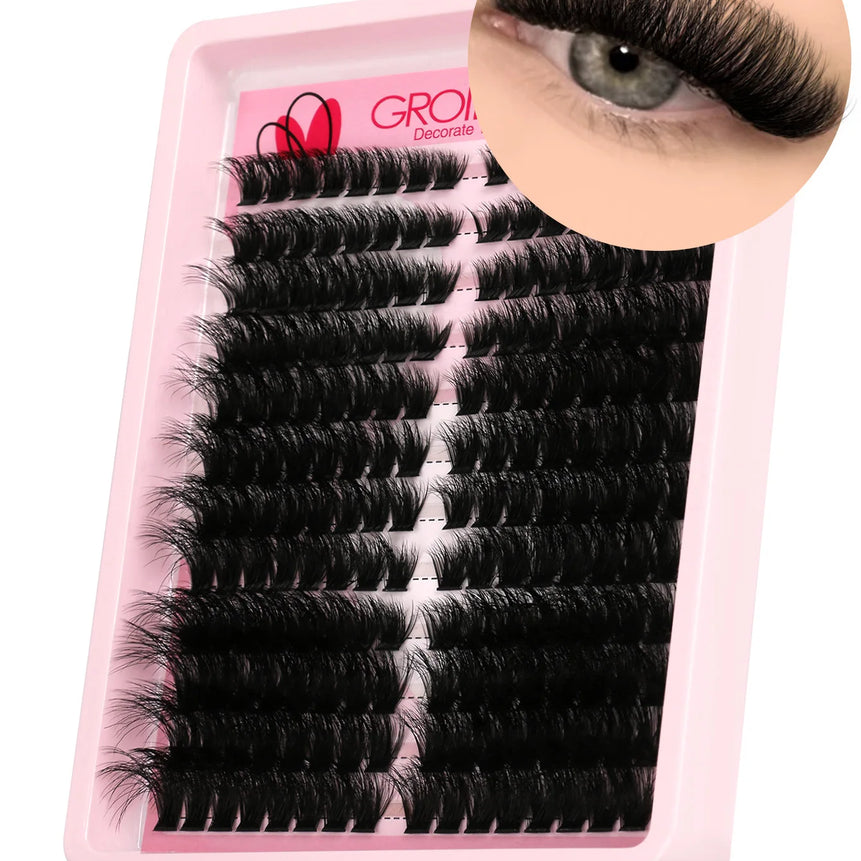 GROINNEYA Lashes Clusters Cat Eyelashes Wispy Individual Lashes Extensions Volume Fluffy Clusters Lashes DIY Eyelashes Makeup