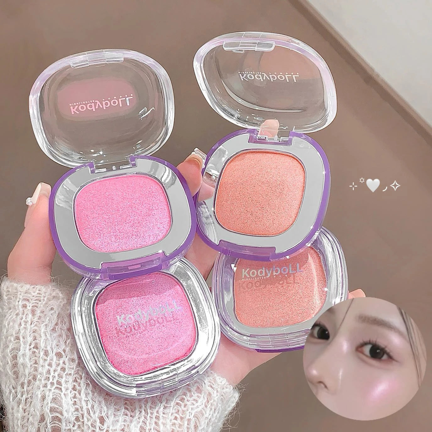 Monochrome Highlighter Cream Facial Brighten Diamond Pearlescent Highlighting Makeup Long-Lasting Natural Pink Blush Rouge Cream