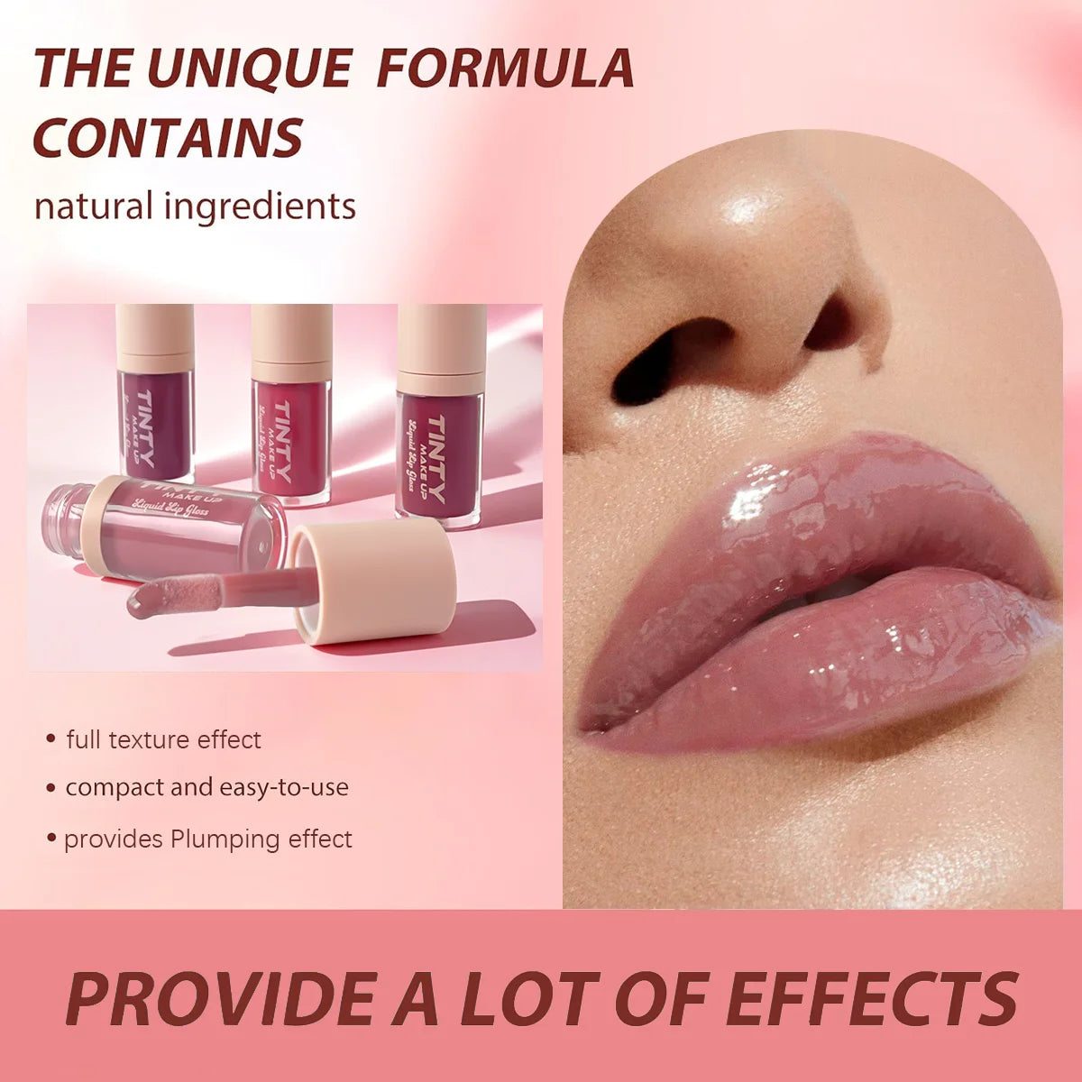 2PC  Crystal Jelly Moisturizing Lip Oil Plumping Lip Gloss Makeup Sexy Plump Lip Glow Oil Tinted Lip Plumper