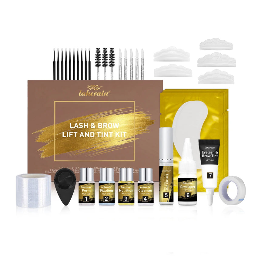 Lakerain Lash & Brow Lifted And Tint Kit Lash Brow Lift Perm Fixation Setting Curled Lashes Long-lasting Set Female Makeup