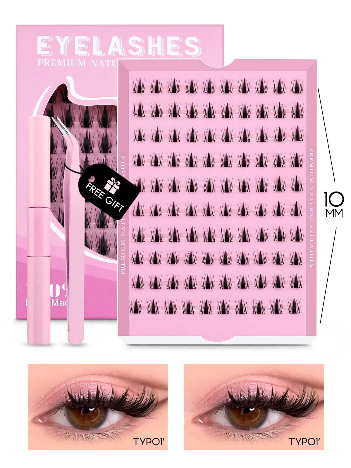 GROINNEYA Cluster Lashes Kit Manga Lashes Natural Eyelash extension Cluster Natural Volume Individual Lashes Mixed Tray Lashes