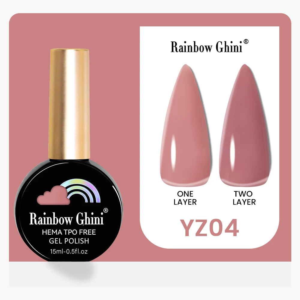Rainbow Ghini 15ML 146 Colors Long-Lasting Colorful Gel Nail Polish Professional UV/LED Gel Polish Base Coat Matte Top Coat