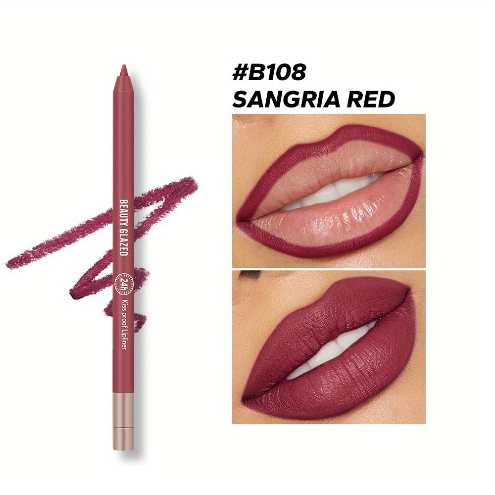 BEAUTY GLAZED 10 Color Lipliner High Pigment Matte Waterproof, Natural Shaping Lip Liner Lipstick Makeup