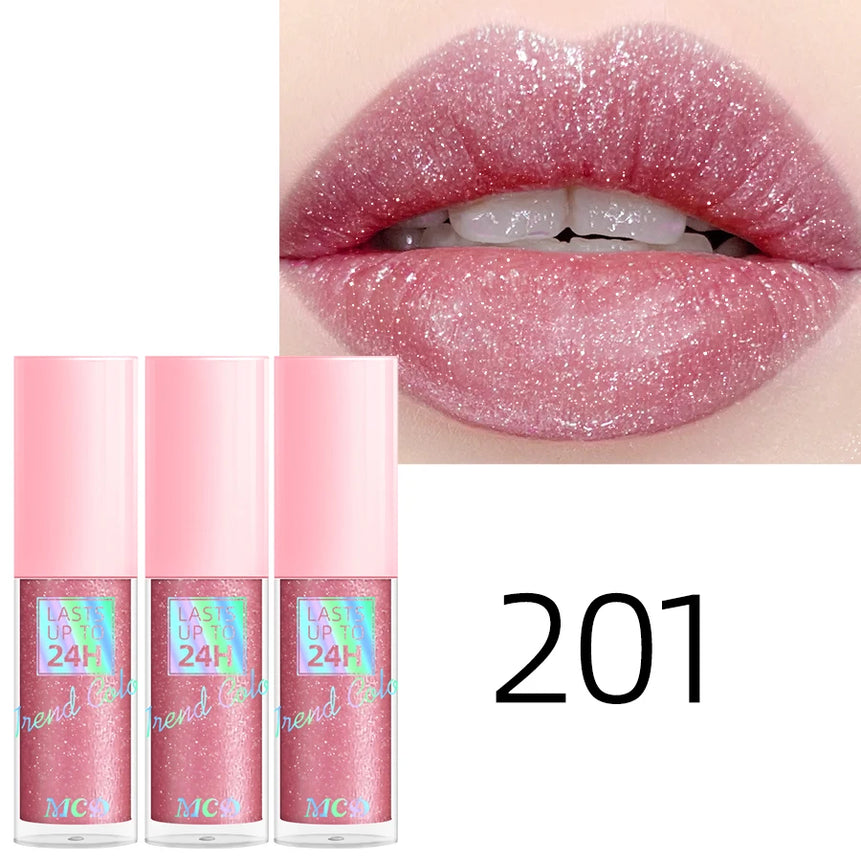 18 Colors Glitter 1pcs Lip Glaze Long Lasting Lip Gloss Waterproof Liquid Lipstick Makeup Lip Oil Lip Tint Moisturizing Lip Balm