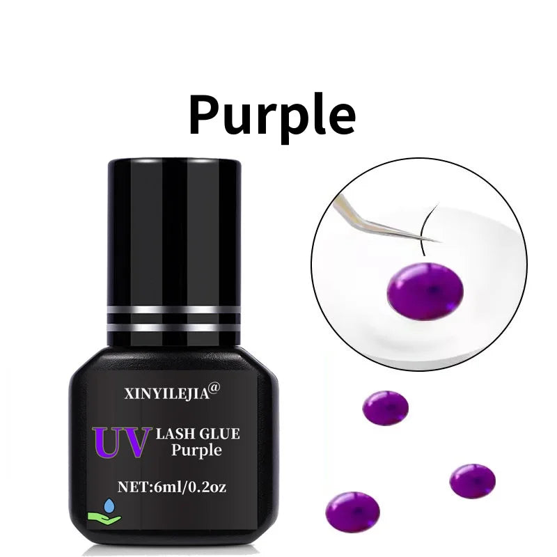 Tpo free 6ml UV Eyelash Glue Fake Lashes Eyelash Extension Adhesive Light Curing Quick Dry Purple Black Gel Makeup Tools