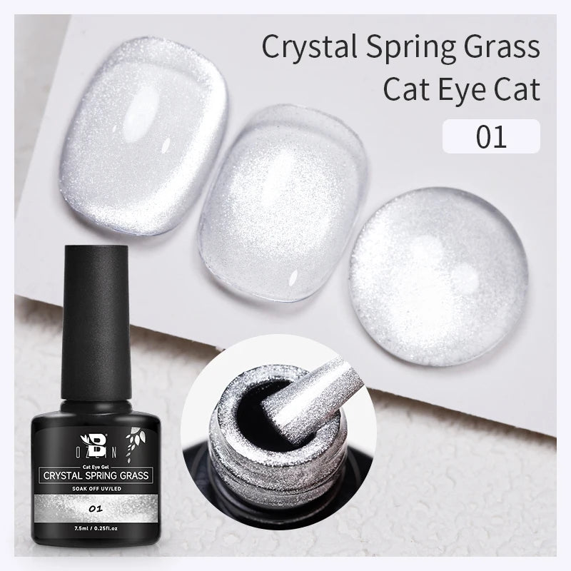 AWStorG 7.5ML Golden Gradient Cat Eye Magnetic Gel Sparkling Glitter Nail Polish Semi Permanent UV Nail Art No Need Base Color