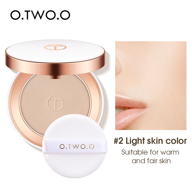 O.TWO.O Oil-Control Face Pressed Powder Silk Smooth Makeup Setting Powder Waterproof Concealer Long Lasting Soft Face Powder