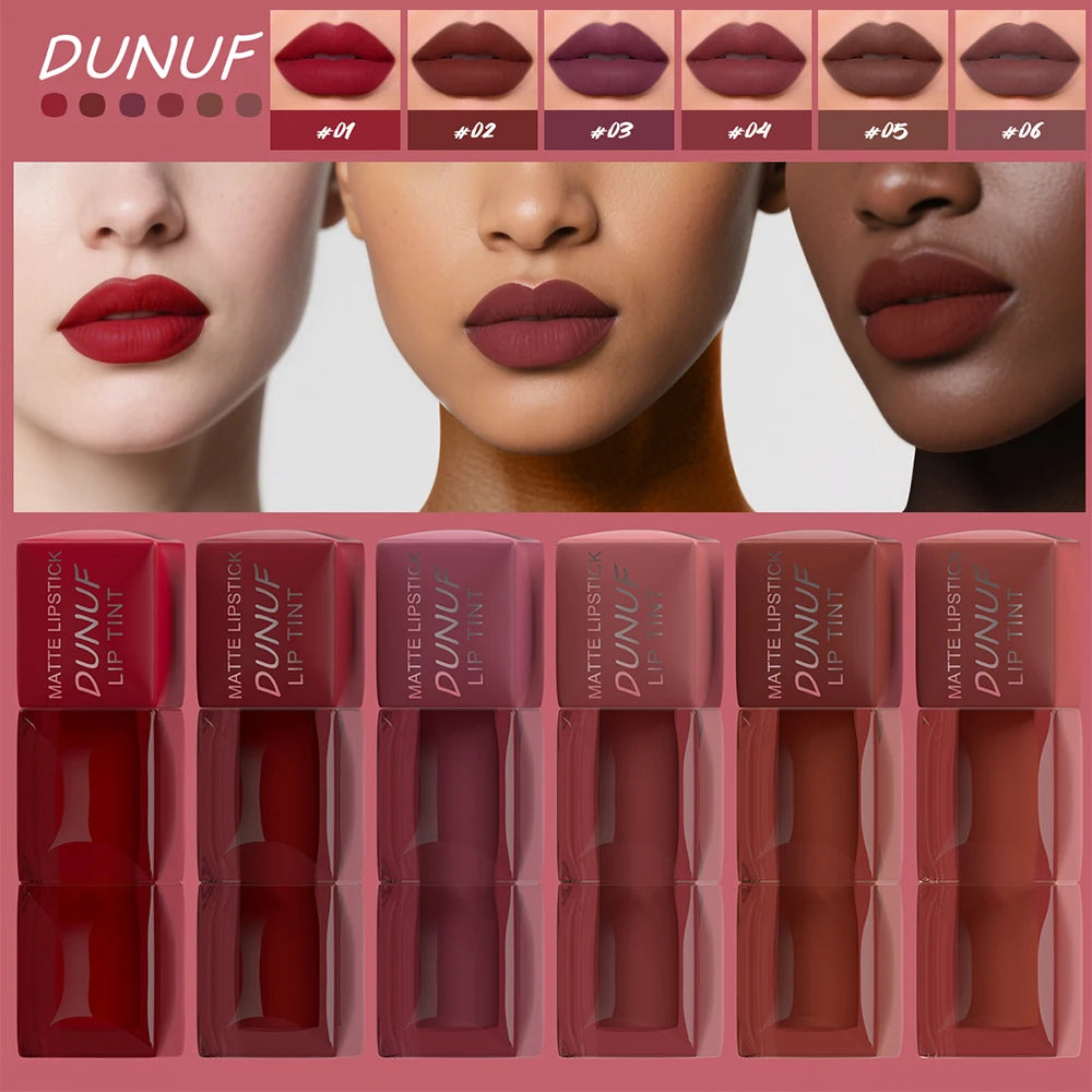 DUNUF 1pcs Liquid Matte Lipstick Velvet Matte Women'S Makeup Long-lasting Waterproof Non-stick Cup Non-fade Lip Gloss