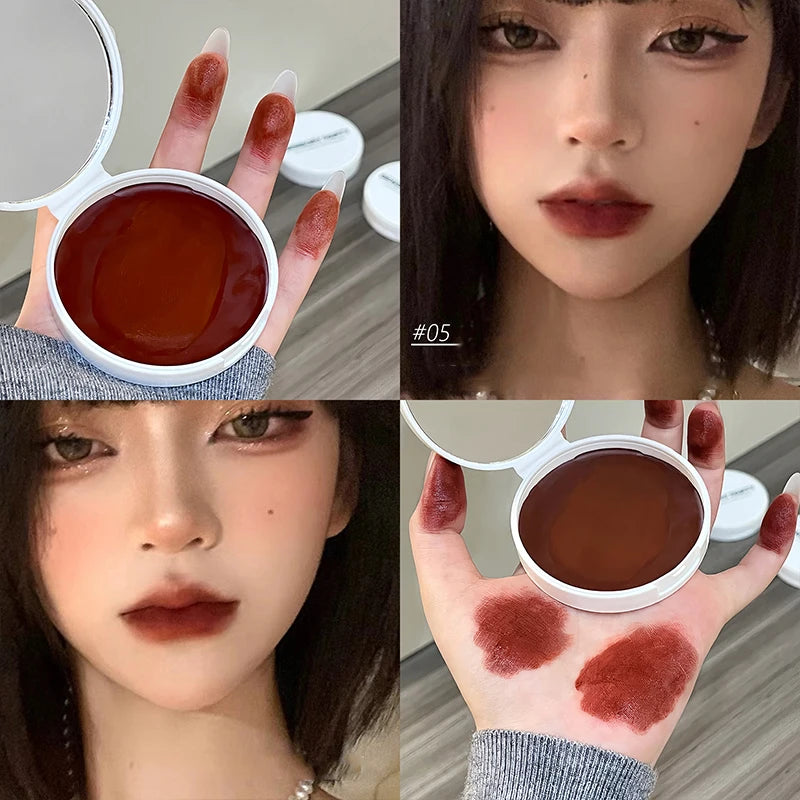 Moist Pink Blush Cream Palette Silky Smooth Matte Red Brown Lip Stick Cheek Tint Multi-purpose Cream Makeup Easy to Smudge