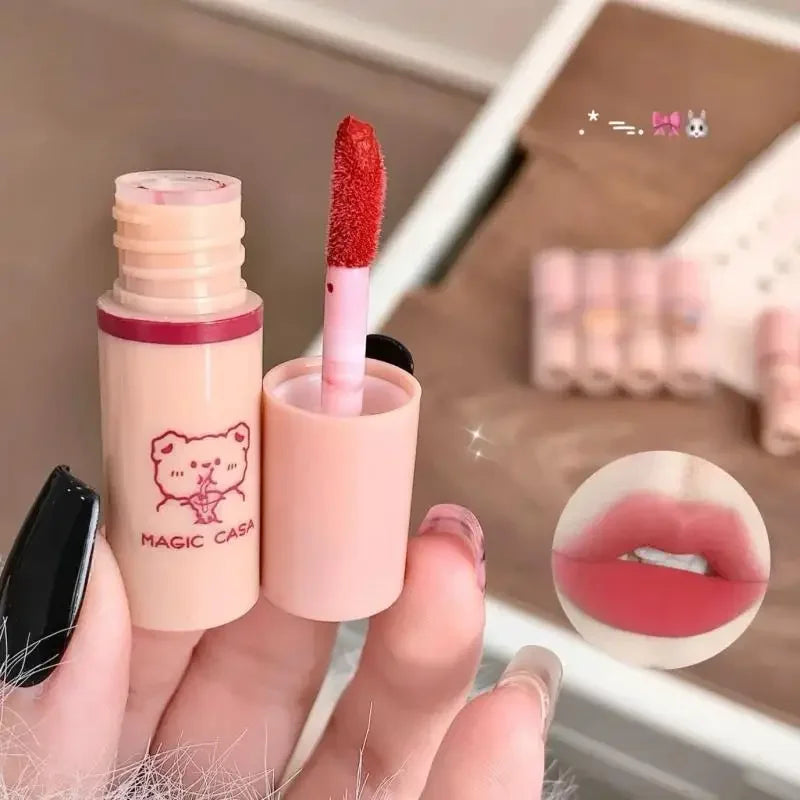 Matte Liquid Lipstick Long Lasting Waterproof Nude Red Lip Gloss Smudge Proof Non Fade Cute Bear Set Lip Makeup