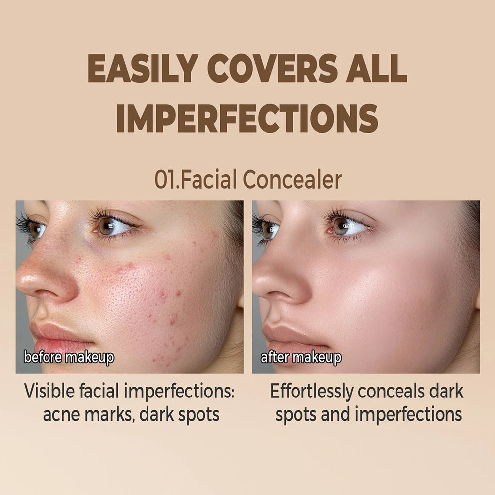 Full Coverage Concealer Foundation Waterproof for Covers Skin Blemishes and Wrinkles Tattoos Skin Tone Face Concealer Cream