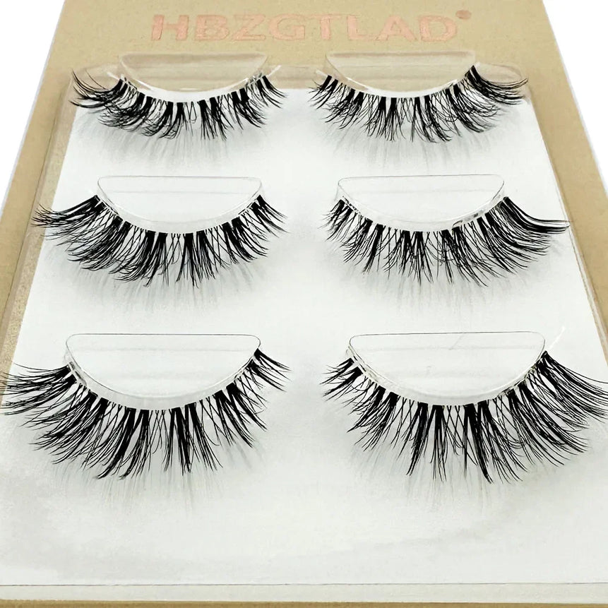 NEW 3Pairs 5d Mink Lashes 3D Mink Eyelashes Invisible Band Natural Black Mink False Eyelash Full Strip cilios posticos Reusable