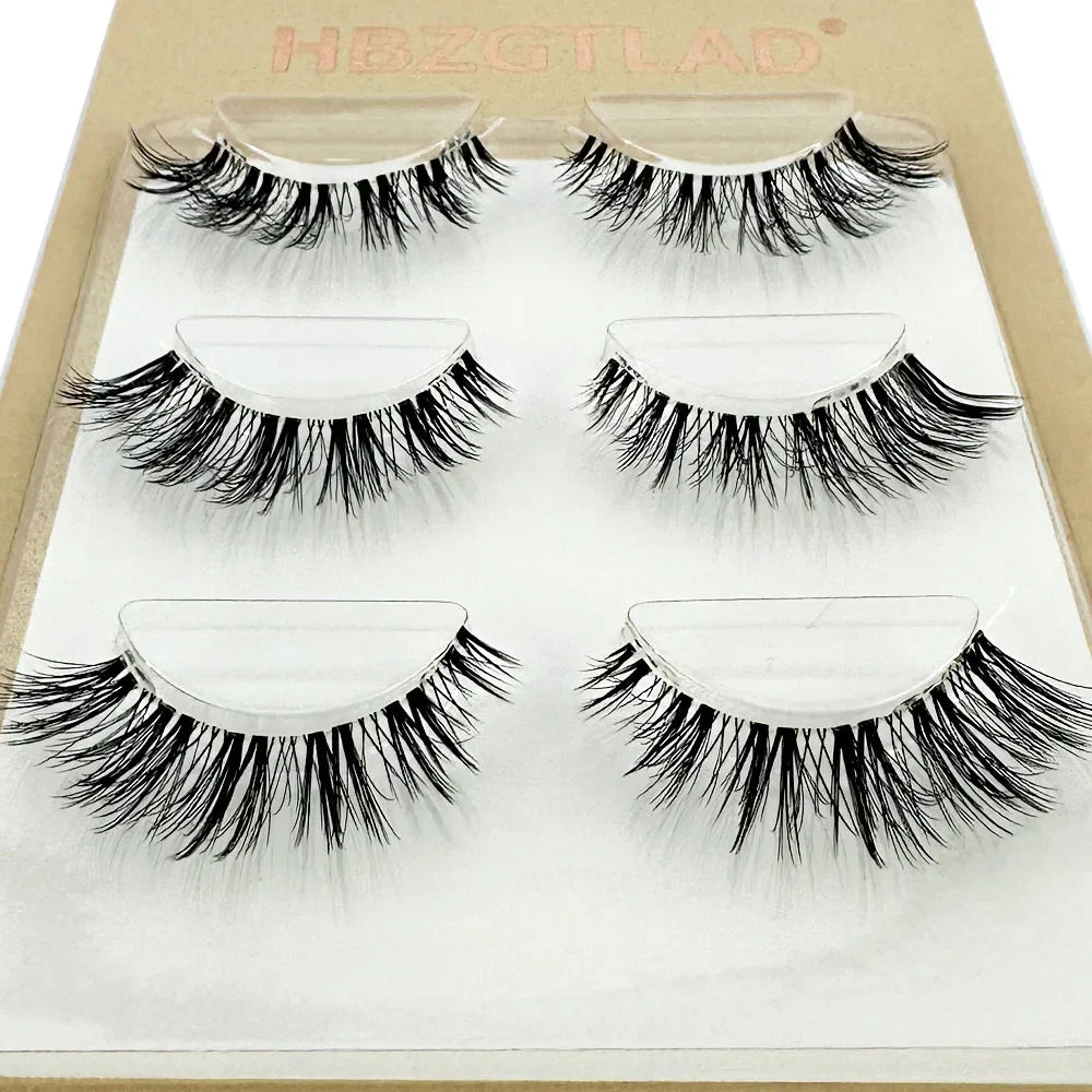 NEW 3Pairs 5d Mink Lashes 3D Mink Eyelashes Invisible Band Natural Black Mink False Eyelash Full Strip cilios posticos Reusable