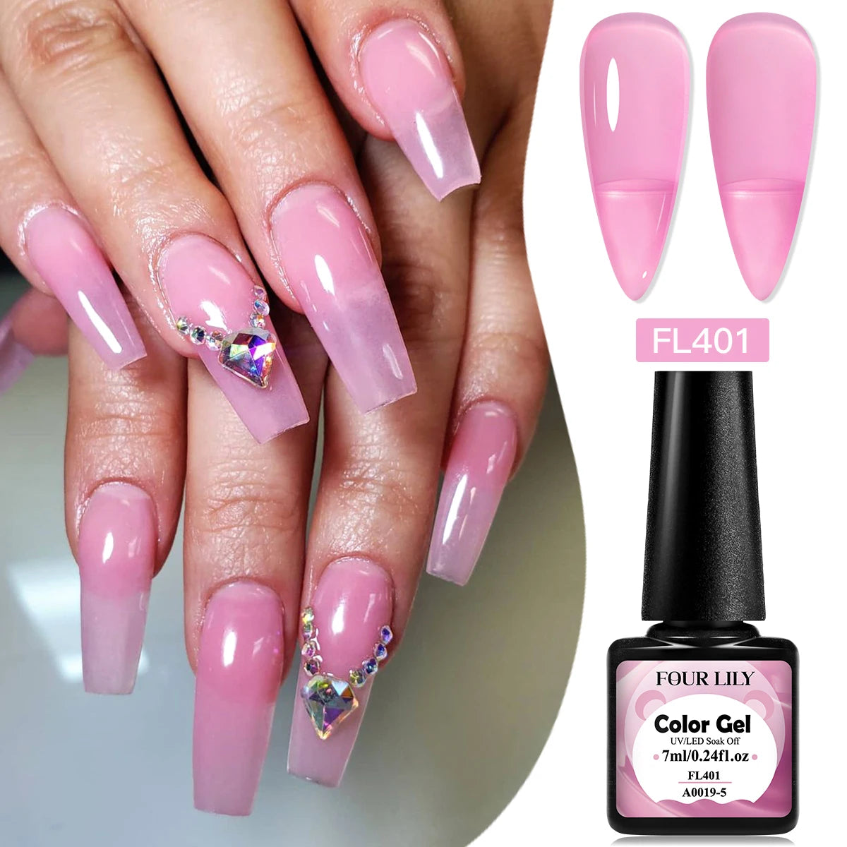 FOUR LILY 7ml Nude Pink Jelly Nail Gel Polish 12 Colors Semi Permanent Soak Off UV LED Gel Polish Nail Art Painting Gel Varnish
