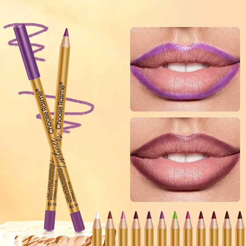 12-color matte lip liner, plumps lips, long-lasting, waterproof, smudge-proof, a must-have for dates and parties