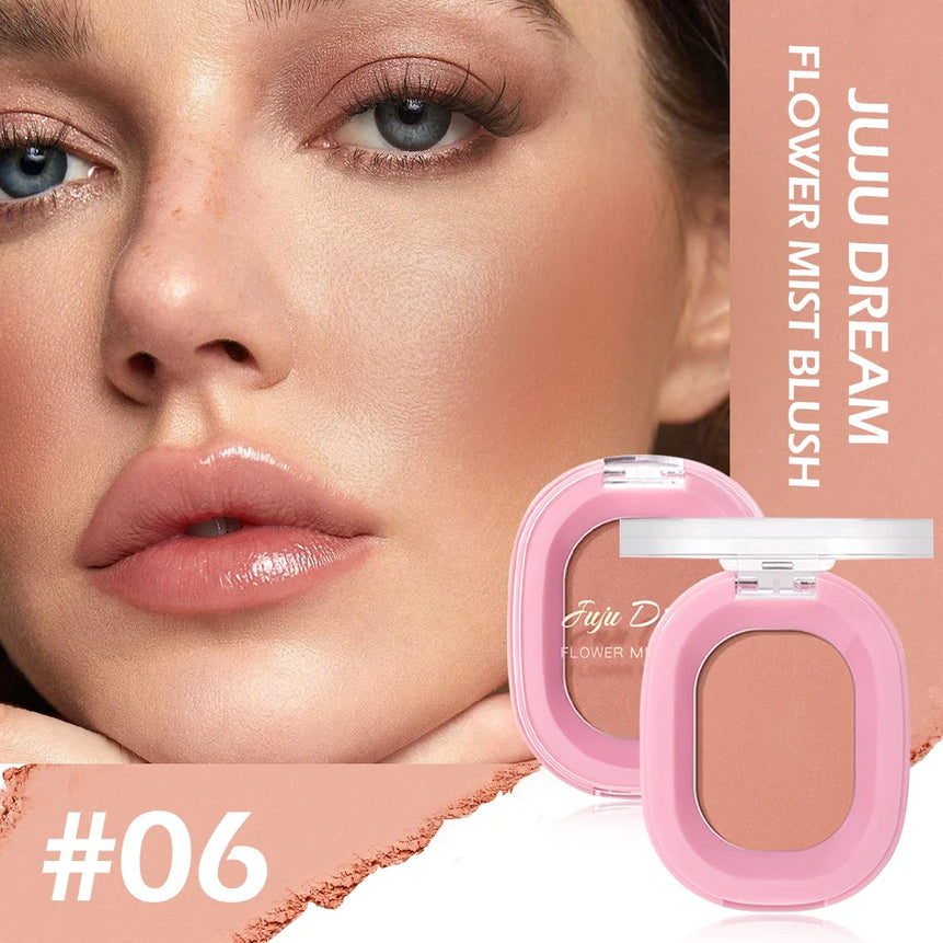 Christmas gift 2-pack flower mist powder blush, pink coral nude red matte shimmer, natural and long-lasting, facial cosmetics