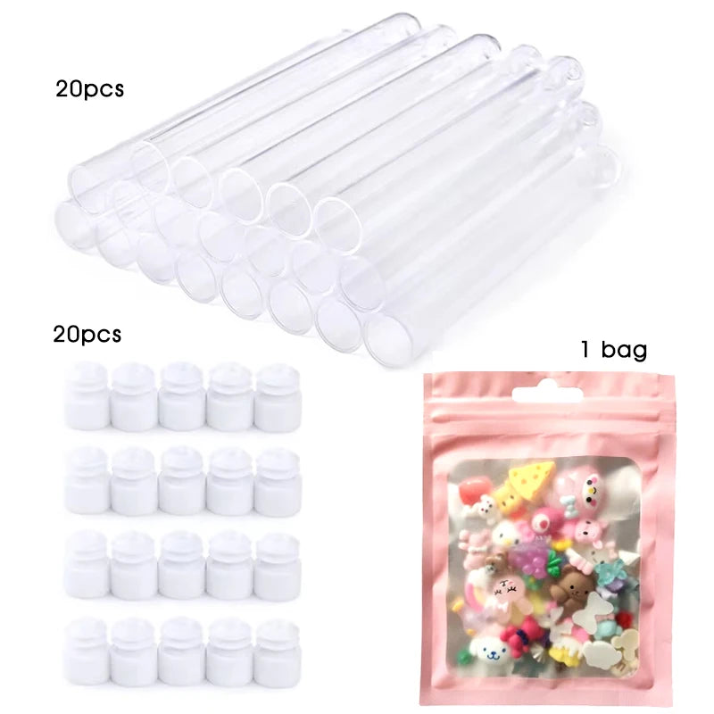 20Pcs Reusable Eyelash Brush Tube Christmas Style Disposable Mascara Wands Applicator with Tube Dust-proof Tubes Makeup Tools